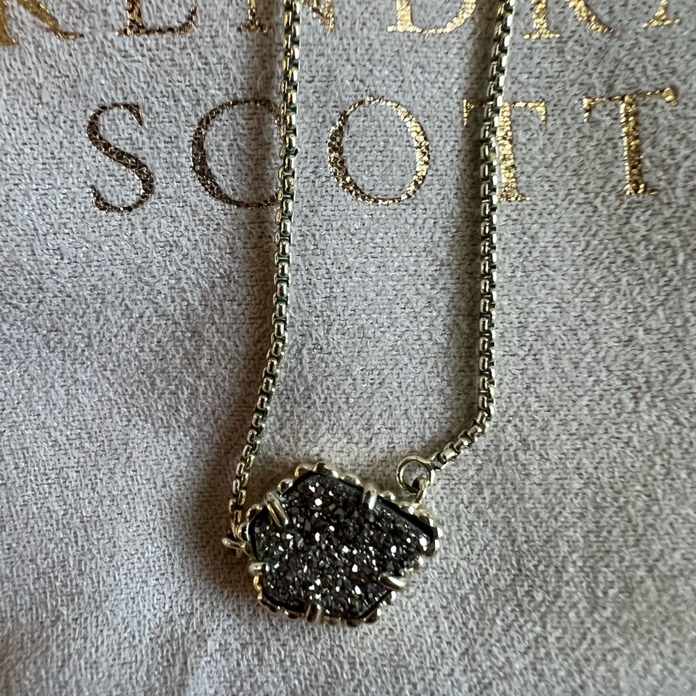 Kendra Scott Gold Tessa Necklace with Black Drusy